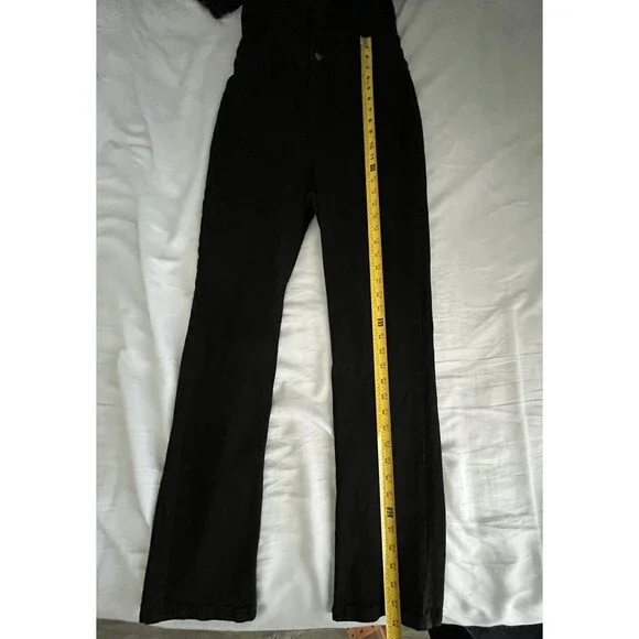 Nasty Gal Black Deep Plunging V Neck Denim Boilersuit Jumpsuit Edgy Grunge Sz 8 - Picture 11 of 15